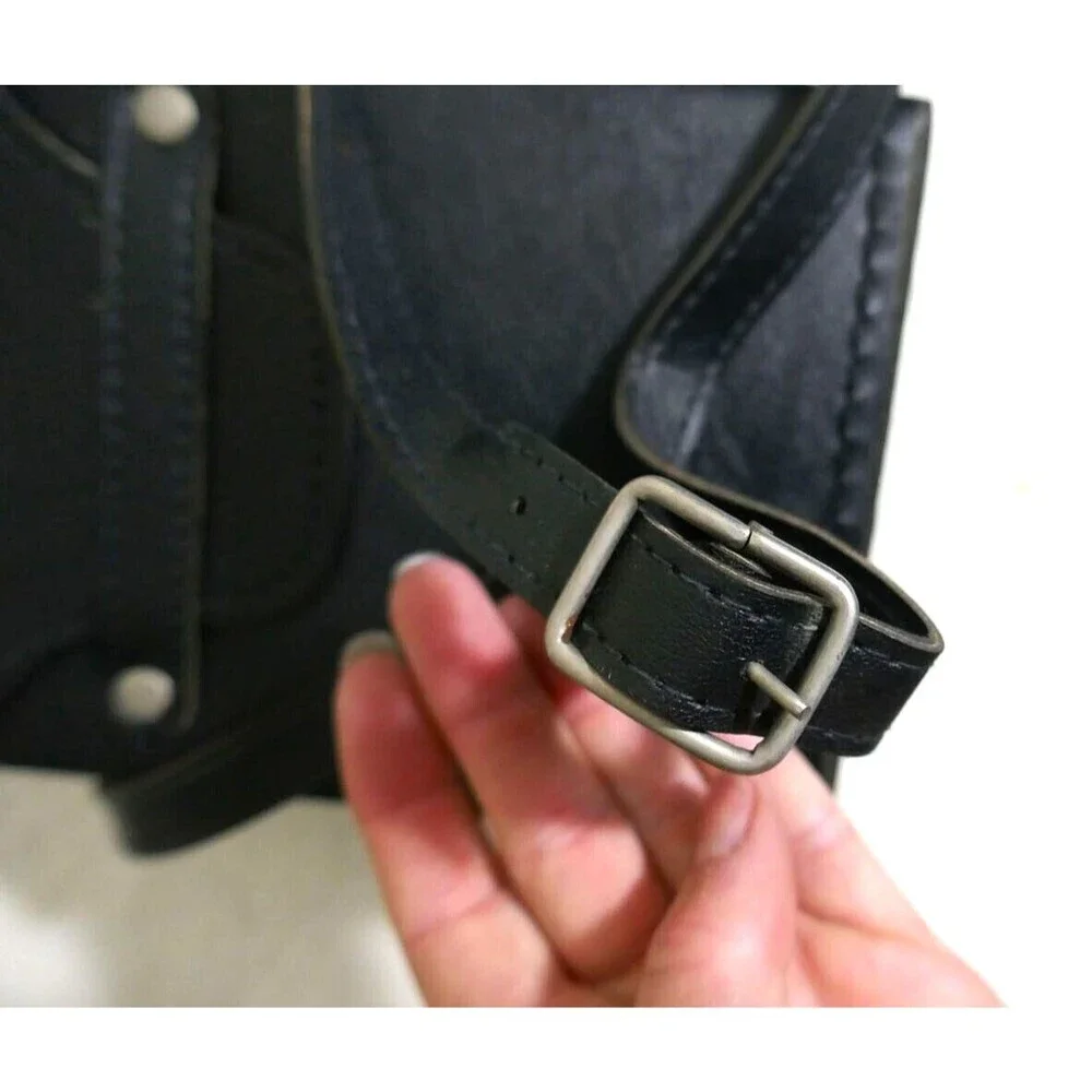 Vintage Black Leather Square Rigid Camera Case Kit Bag w Strap Movie Prop Rare